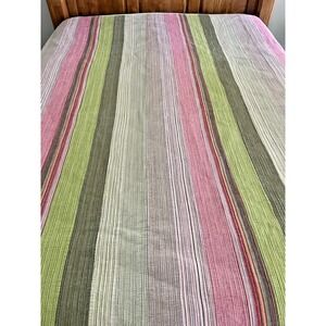 The Company Store Full Queen Coverlet Bedspread Blanket Pink Green Gray Stripe